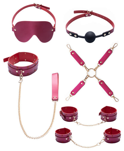 6-teilige Bondage-Set in Pink-Pearl-Optik